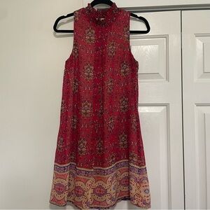 Speechless Red Mid Length Sleeveless Dress Floral Dress Size Small